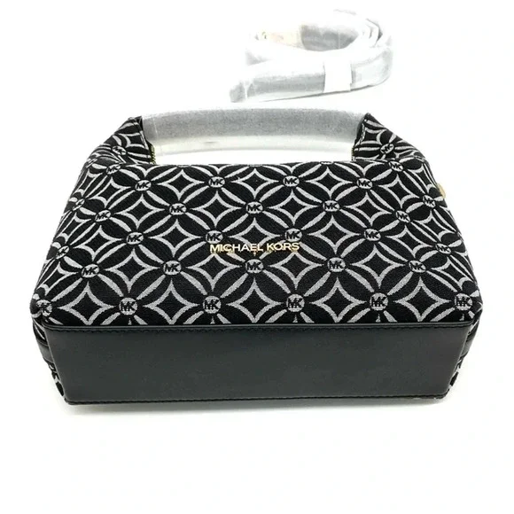 Michael Kors Ember Small Logo Jacquard Messenger Bag Black - Picture 6 of 11